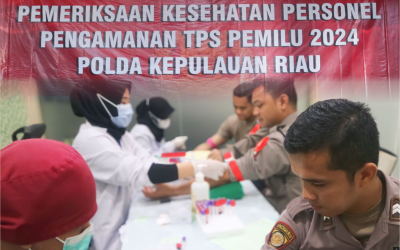 HUNDREDS OF REGIONAL POLICE DEPARTMENT OF THE RIAU ISLANDS PERSONNEL UNDERWENT HEALTH EXAMINATIONS AT KLINIK MEDILAB AHEAD OF SECURING THE PUBLIC ELECTION 2024
